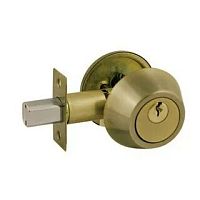 Замок врезной Deadbolt-101 SS блистер ключ-вертушка, золото (35-50мм)