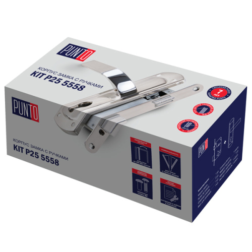 Замок цилиндровый с ручкой Punto (Пунто) LOCKSET25.ORION.5558-1 (KIT P25 5558 ORION) SN/CP мат.никель/хром фото 3
