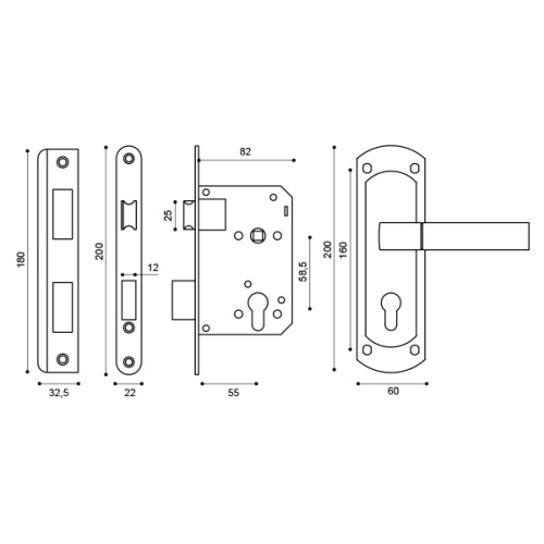 Замок цилиндровый с ручкой Punto (Пунто) LOCKSET25.ORION.5558-1 (KIT P25 5558 ORION) SN/CP мат.никель/хром фото 2
